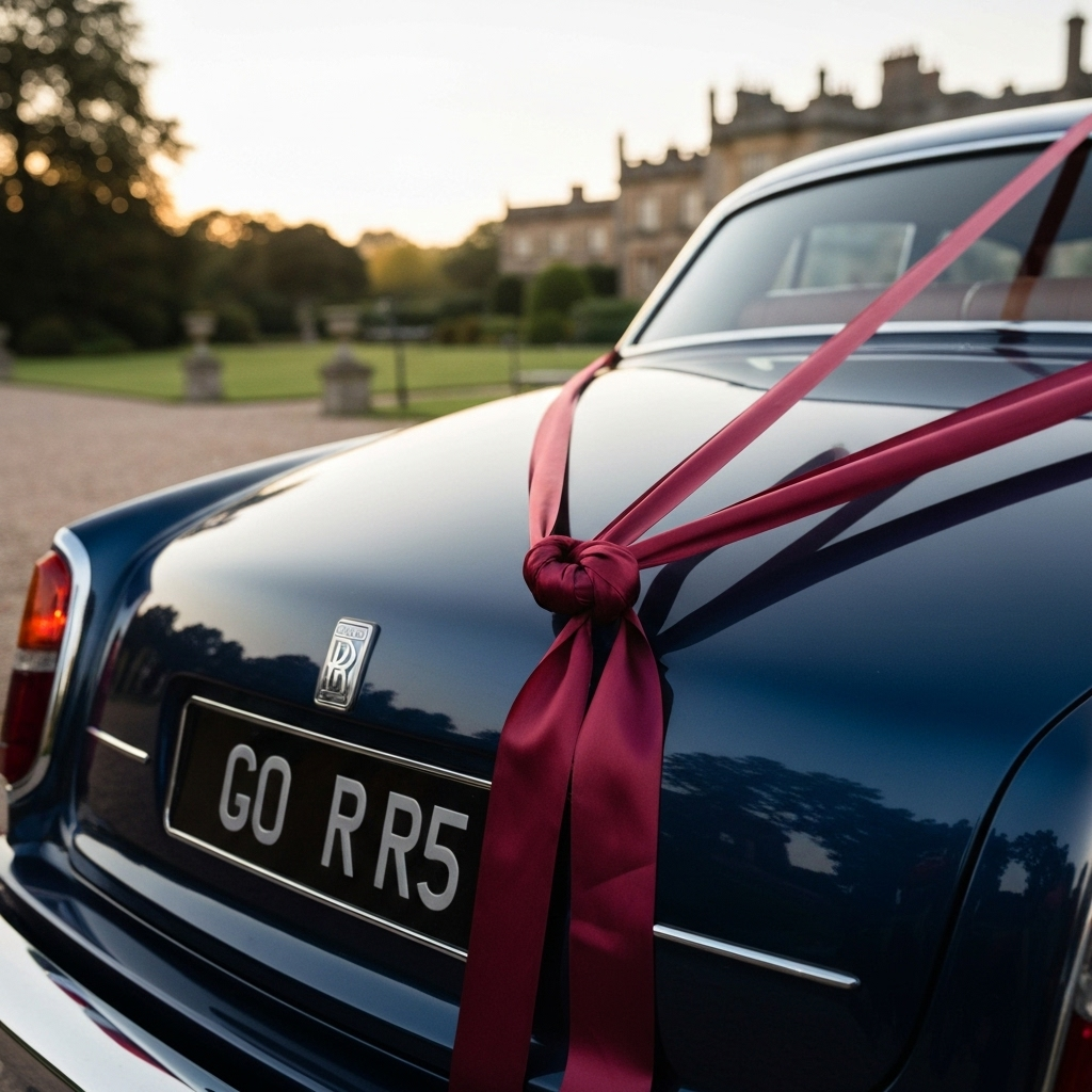 Luxury wedding car decorated